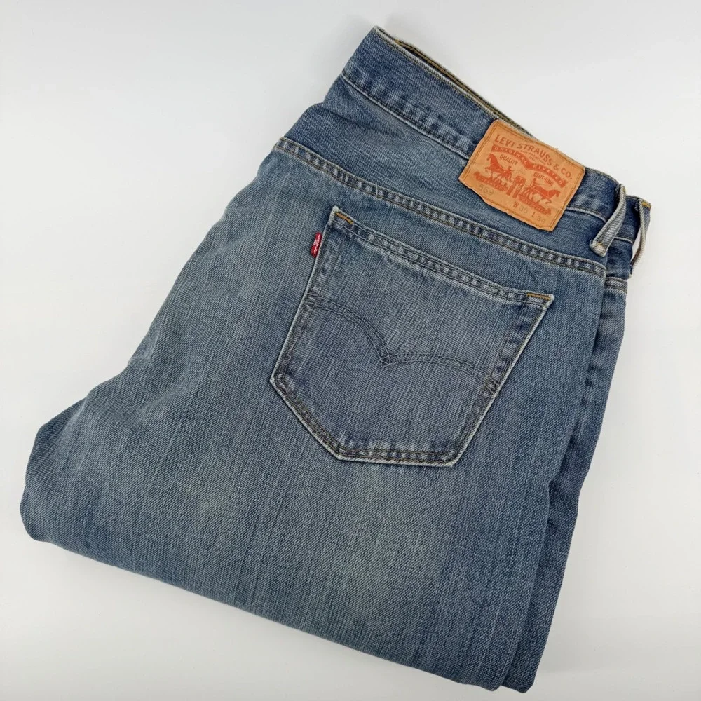 Levis 569 Loose Straight Jeans Medium Wash Baggy Denim 38x33 Blue